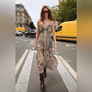 ZARA Patchwork Print Midi Dress